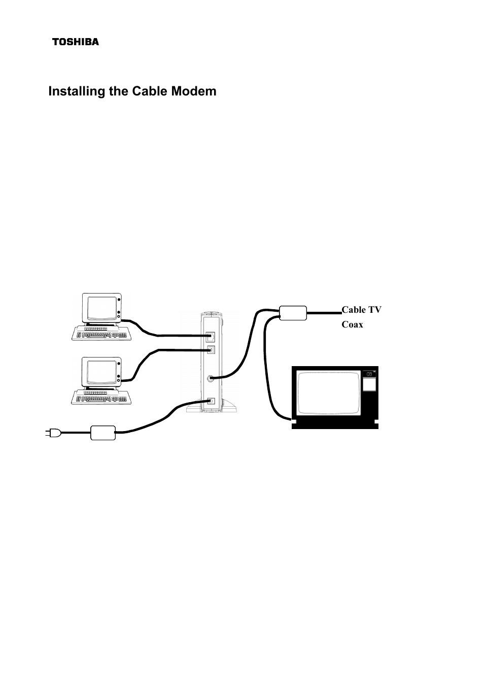 Installing the cable modem | Toshiba DAZ8821F/S User Manual | Page 22 / 22