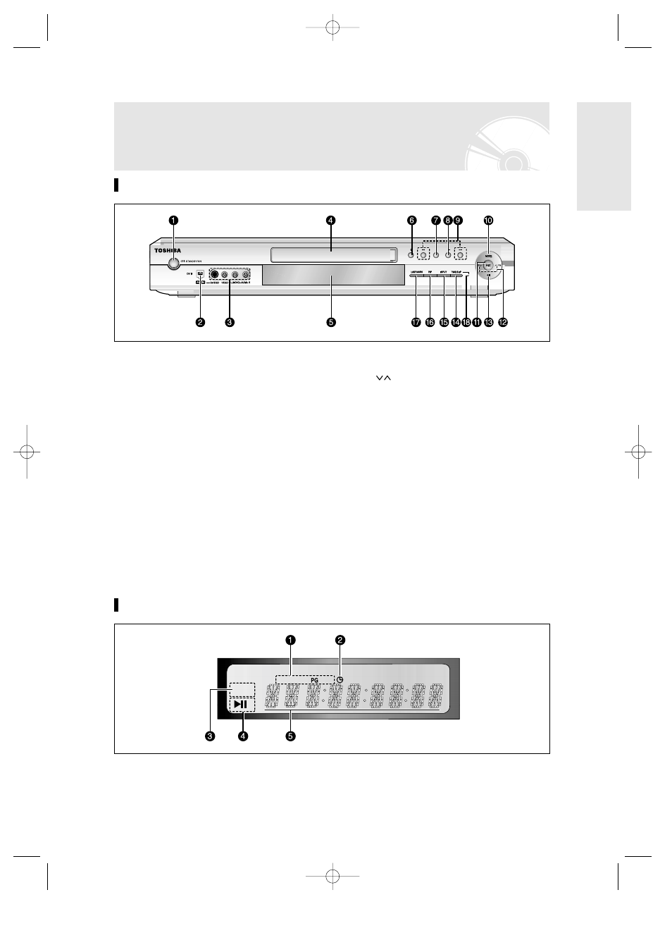 Description, Front panel display, Front panel | Toshiba D-R3 User Manual | Page 12 / 89