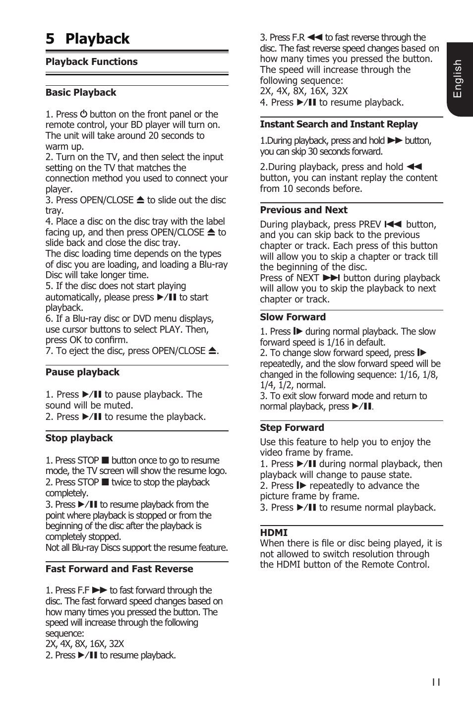 5playback | Toshiba BDX1100KU User Manual | Page 11 / 46