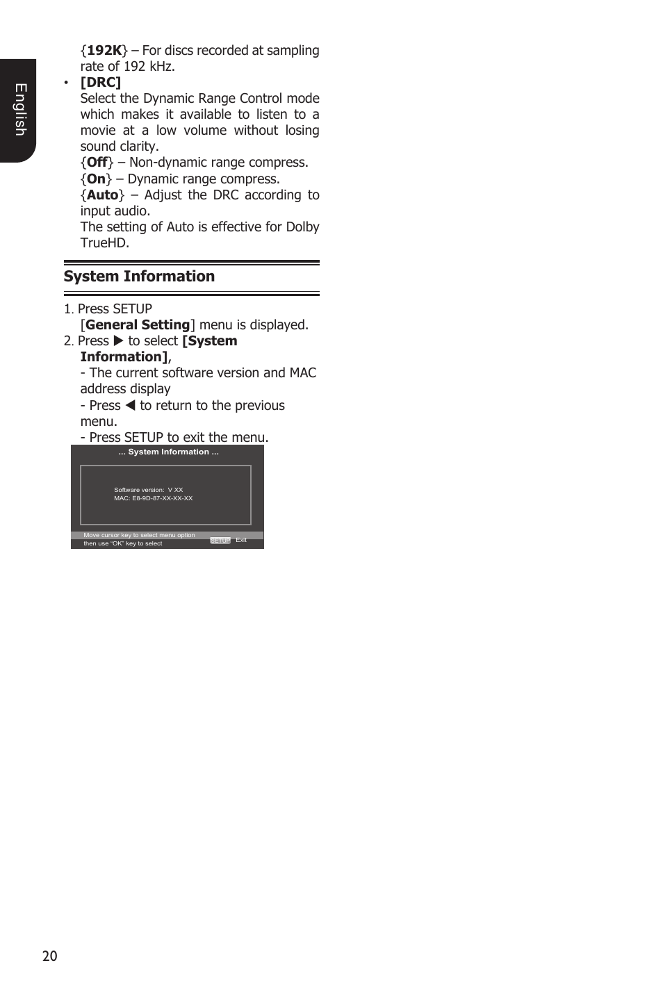 0 e ng lis h, System information | Toshiba BDX1100KU User Manual | Page 20 / 46