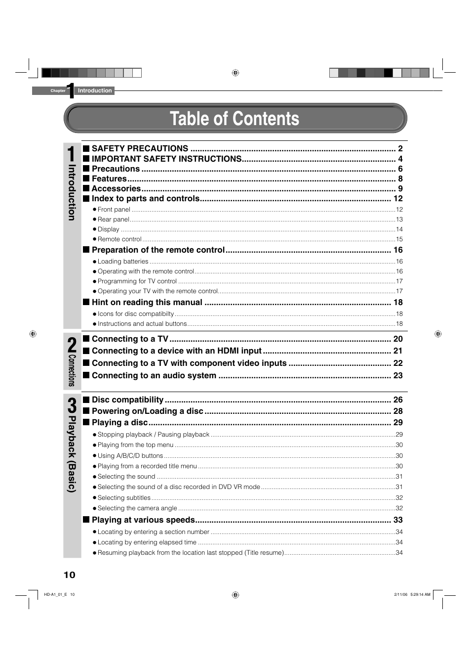 Toshiba HD-A1 User Manual | Page 10 / 68