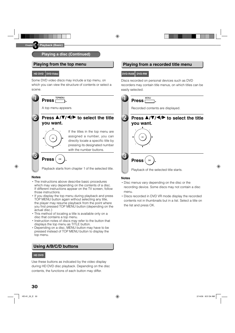 Toshiba HD-A1 User Manual | Page 30 / 68