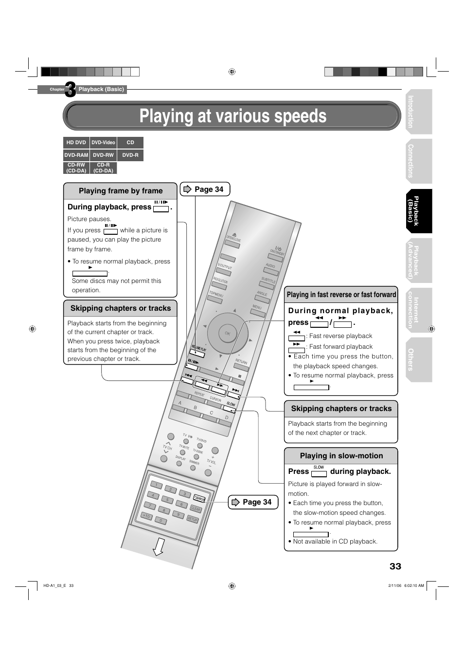 Playing at various speeds | Toshiba HD-A1 User Manual | Page 33 / 68