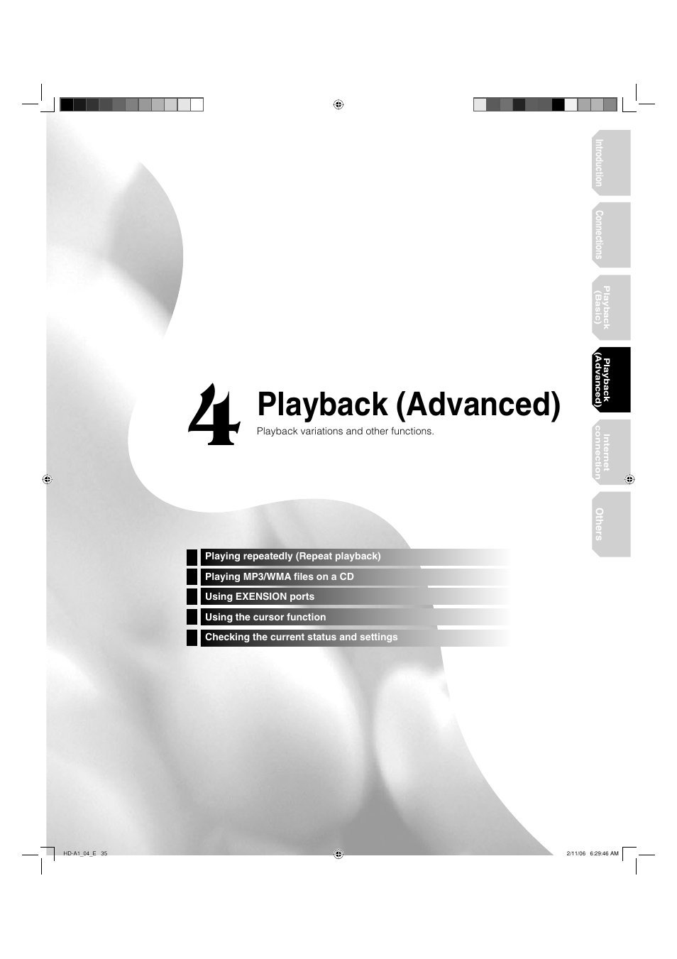 Playback (advanced) | Toshiba HD-A1 User Manual | Page 35 / 68