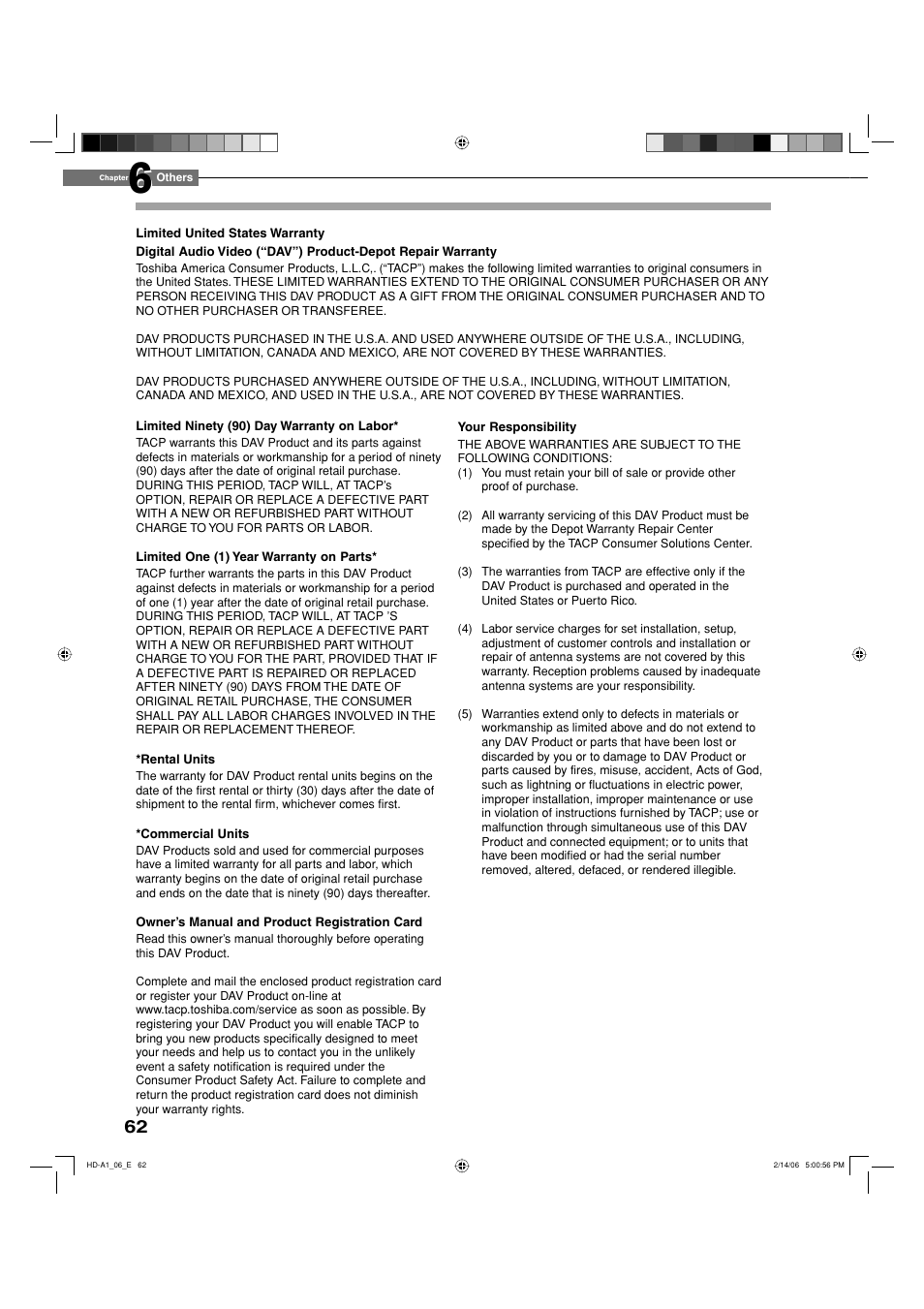 Toshiba HD-A1 User Manual | Page 62 / 68