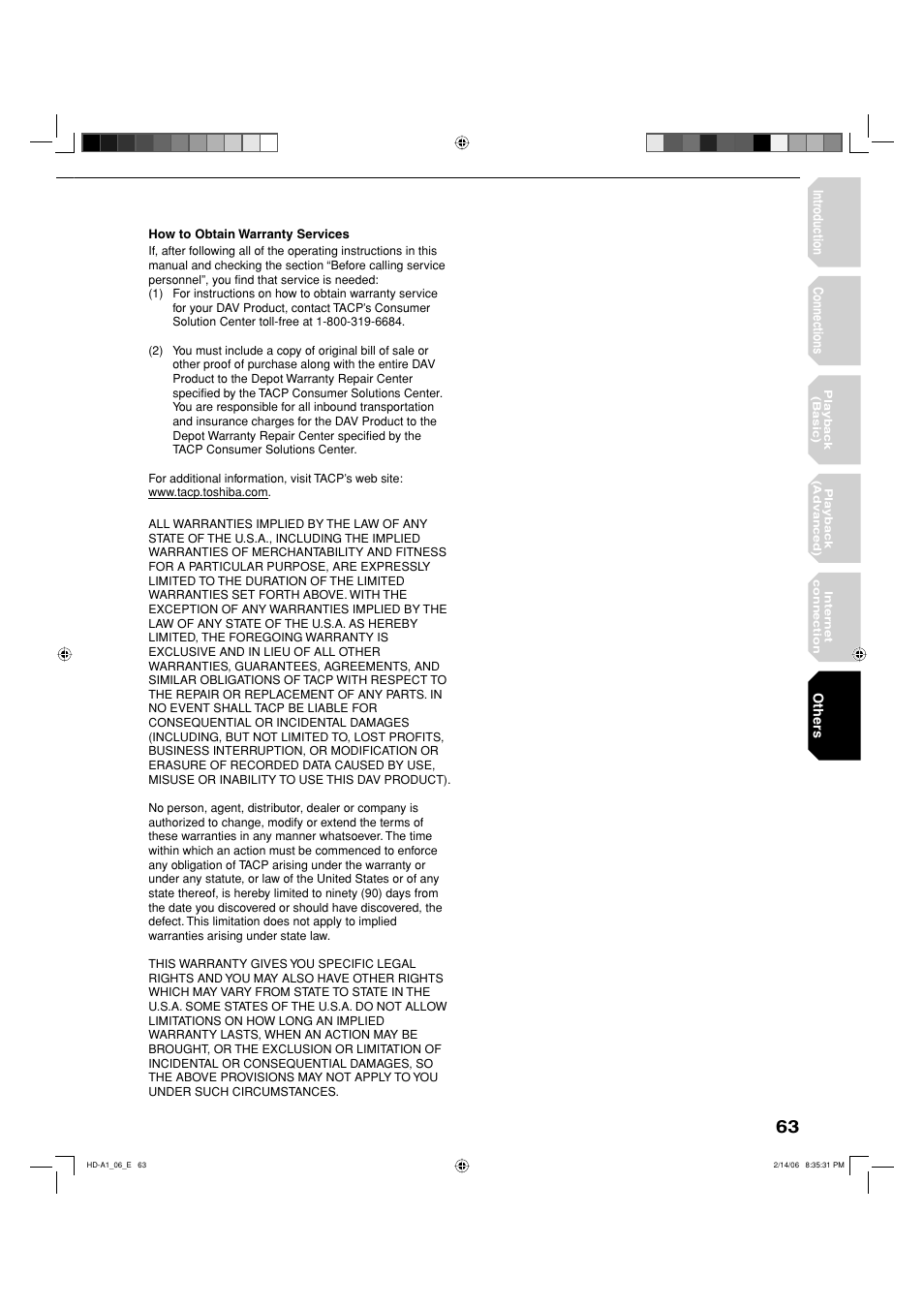 Toshiba HD-A1 User Manual | Page 63 / 68