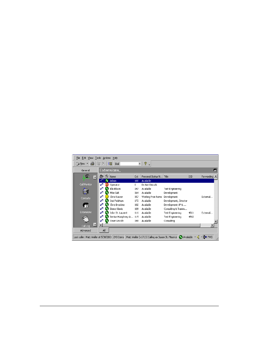 The extensions view -2, Extension view tabs -2, Chapter | Ee chapter .9, The extensions view, Extension view tabs | Toshiba Strata CS User Manual | Page 100 / 249