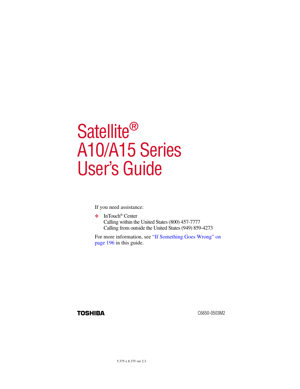 Toshiba SATELLITE A10 User Manual | 262 pages