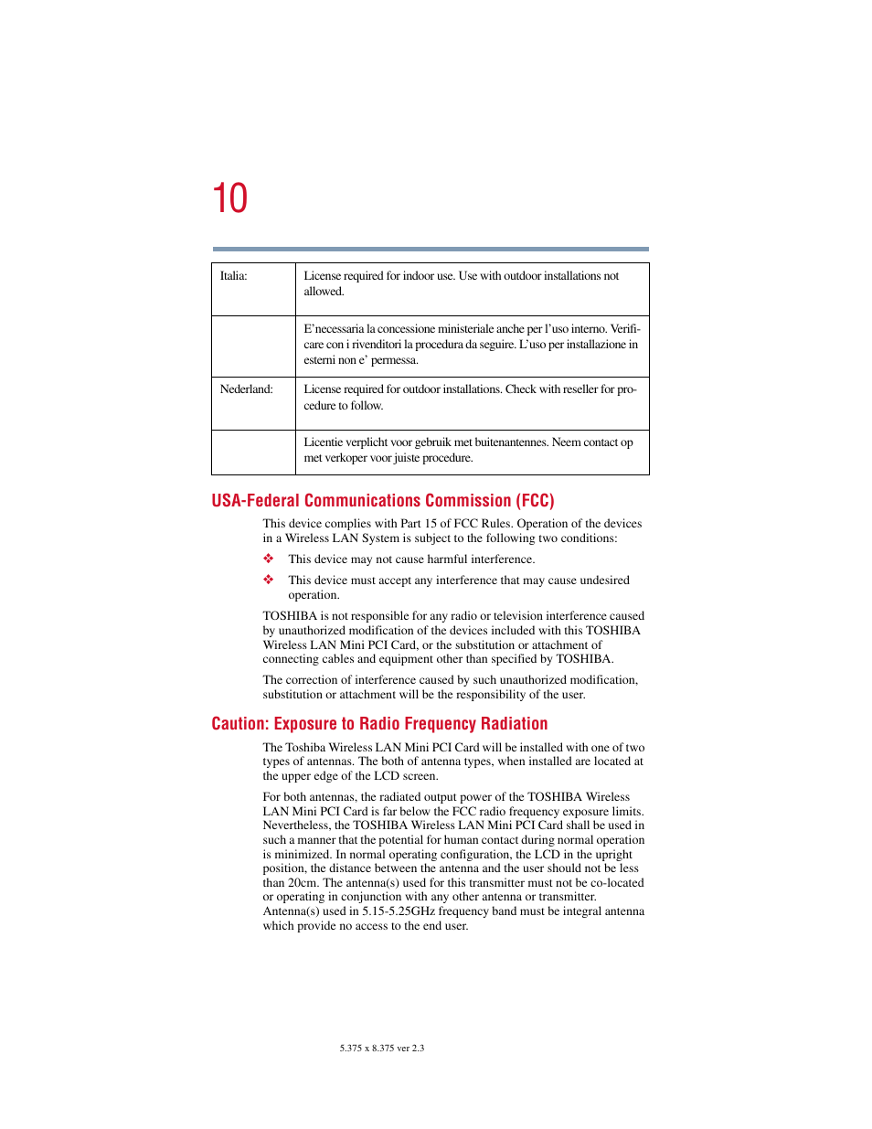 Toshiba SATELLITE A10 User Manual | Page 10 / 262