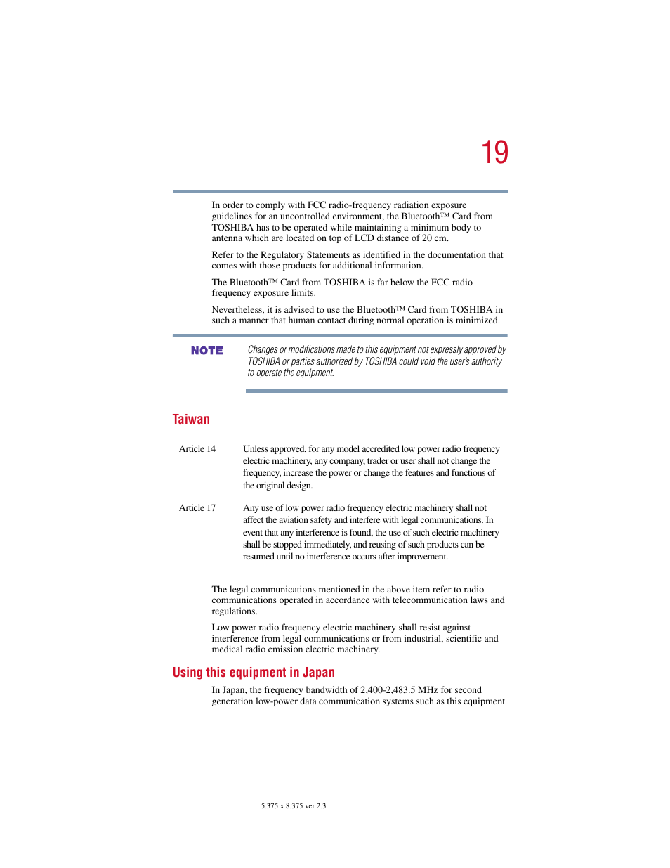 Toshiba SATELLITE A10 User Manual | Page 19 / 262