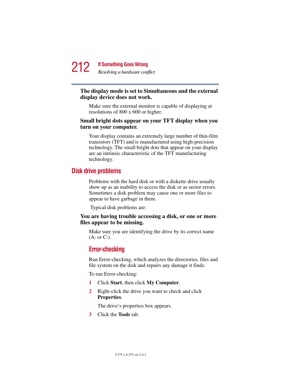 Disk drive problems | Toshiba SATELLITE A10 User Manual | Page 212 / 262