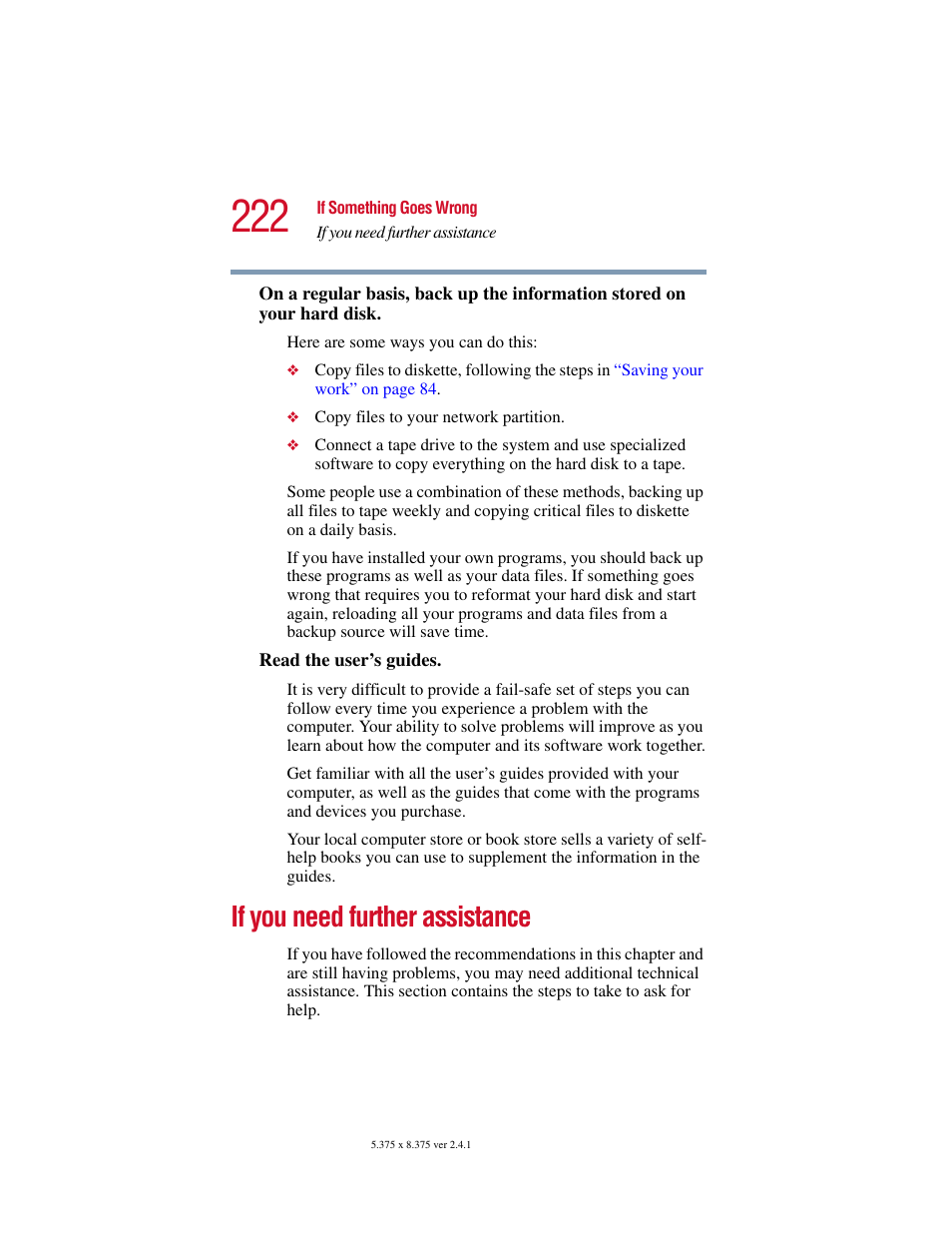 If you need further assistance | Toshiba SATELLITE A10 User Manual | Page 222 / 262