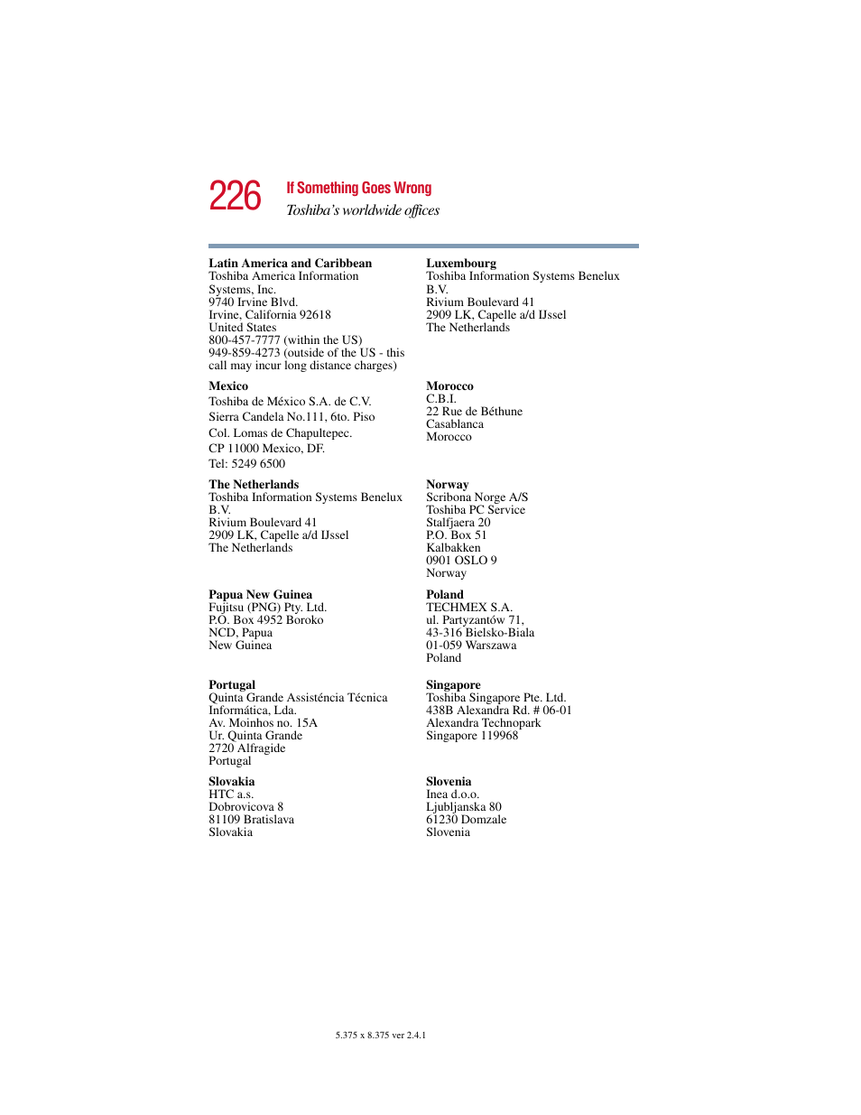 Toshiba SATELLITE A10 User Manual | Page 226 / 262