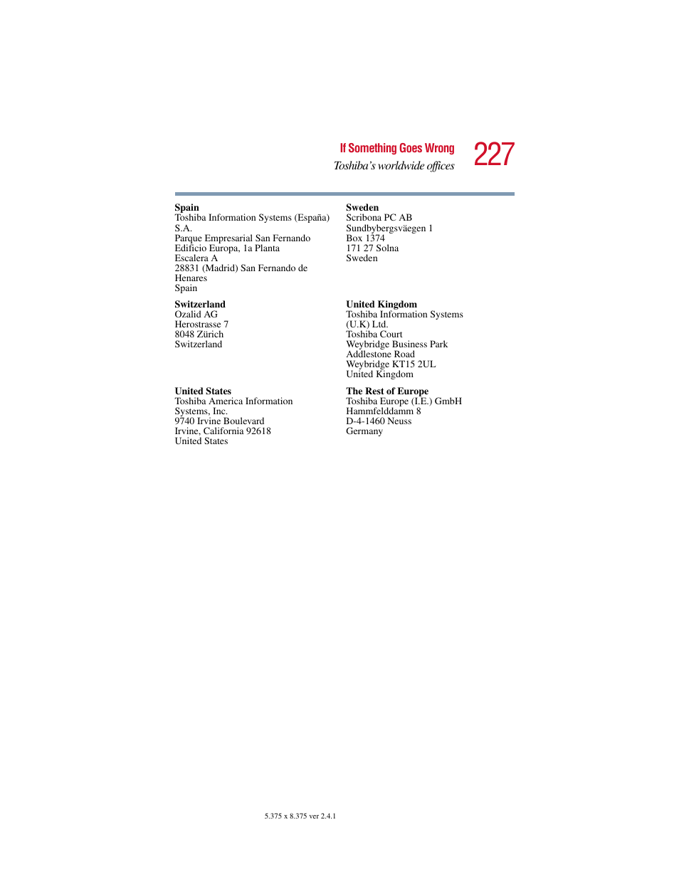 Toshiba SATELLITE A10 User Manual | Page 227 / 262