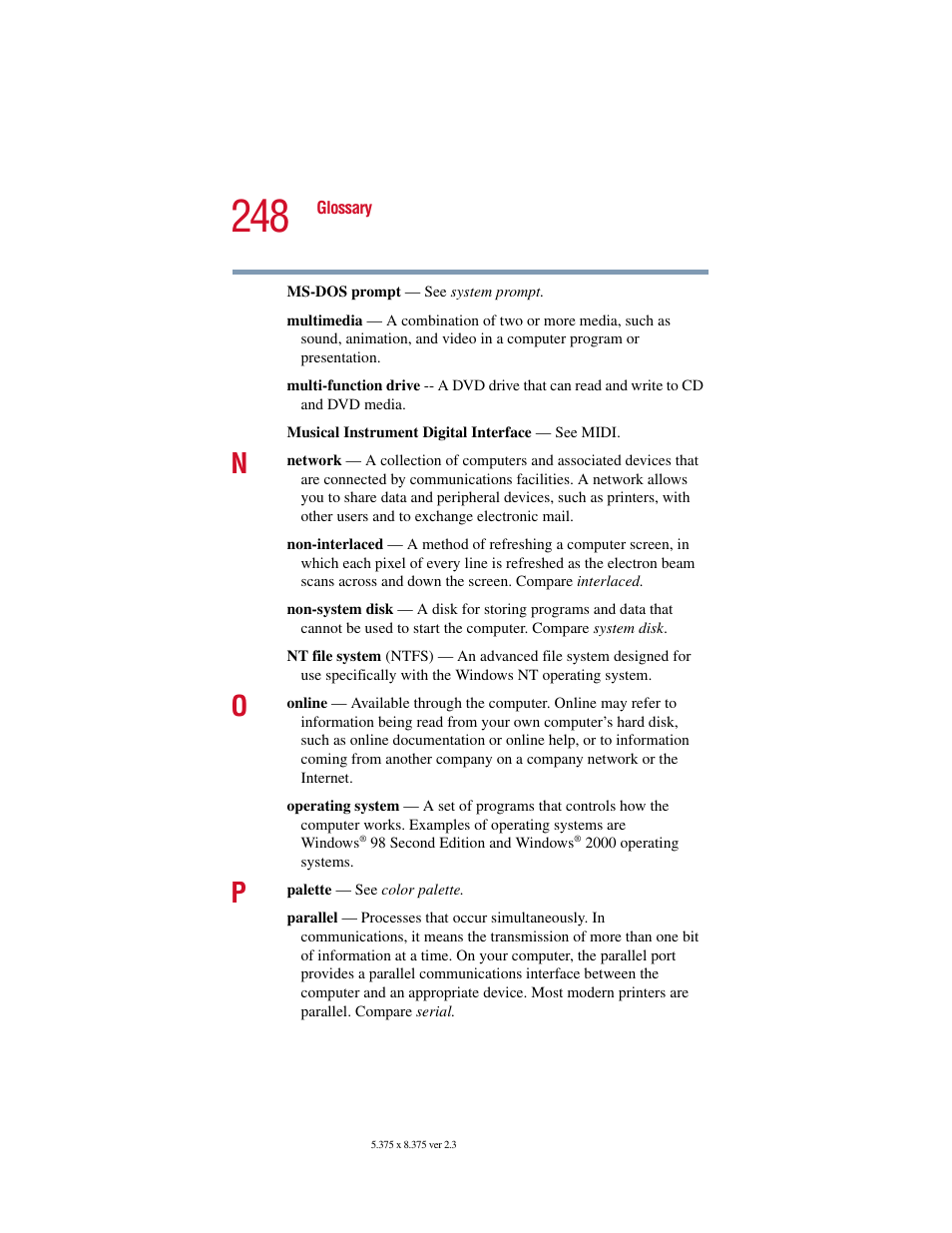 Toshiba SATELLITE A10 User Manual | Page 248 / 262