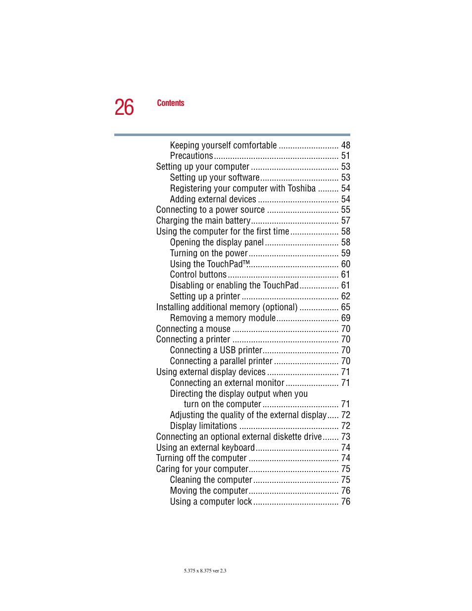 Toshiba SATELLITE A10 User Manual | Page 26 / 262