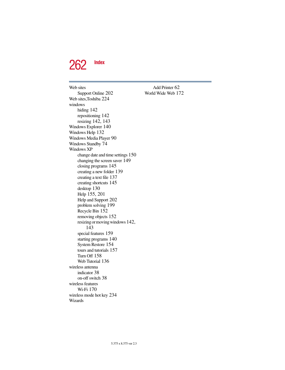 Toshiba SATELLITE A10 User Manual | Page 262 / 262