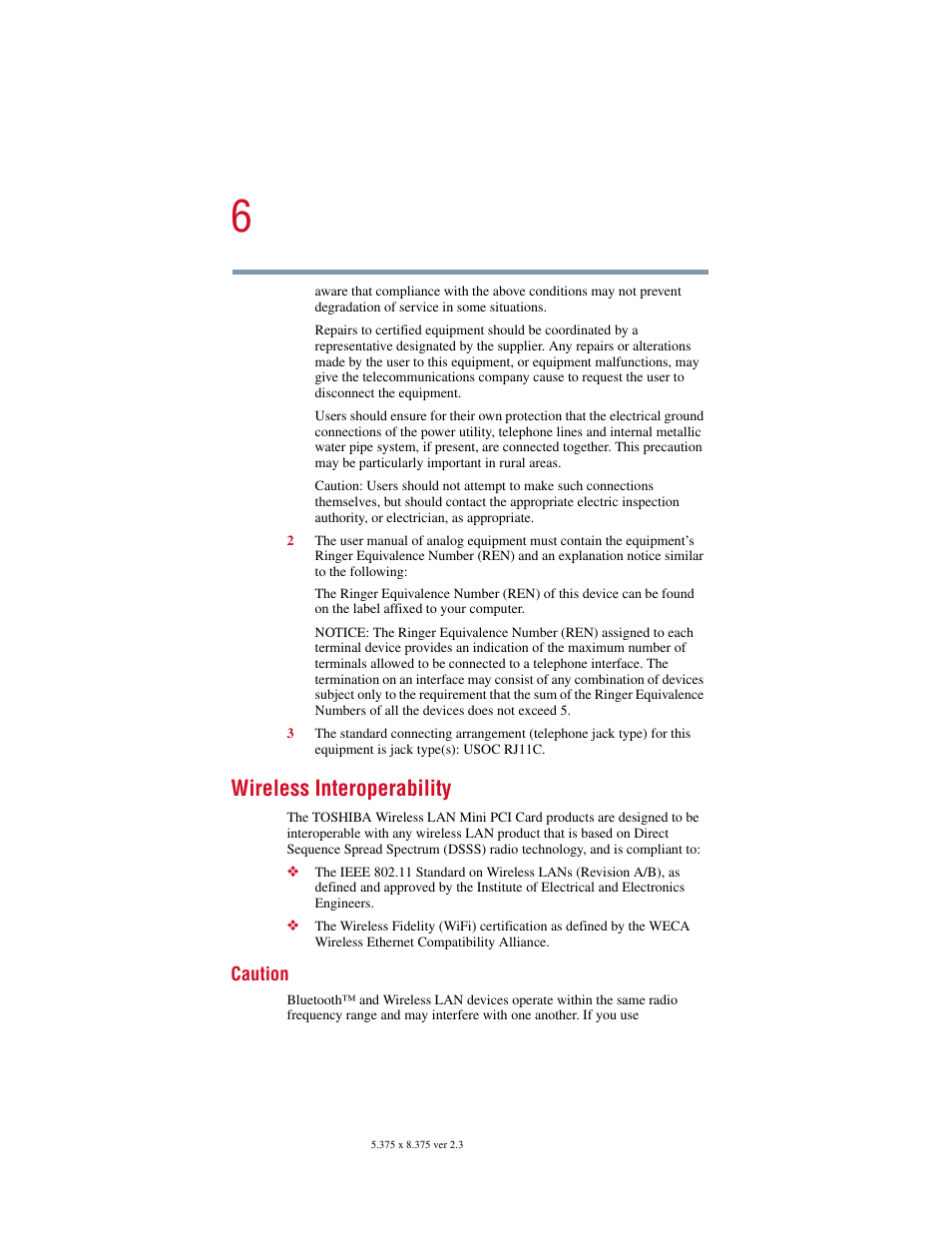 Wireless interoperability | Toshiba SATELLITE A10 User Manual | Page 6 / 262