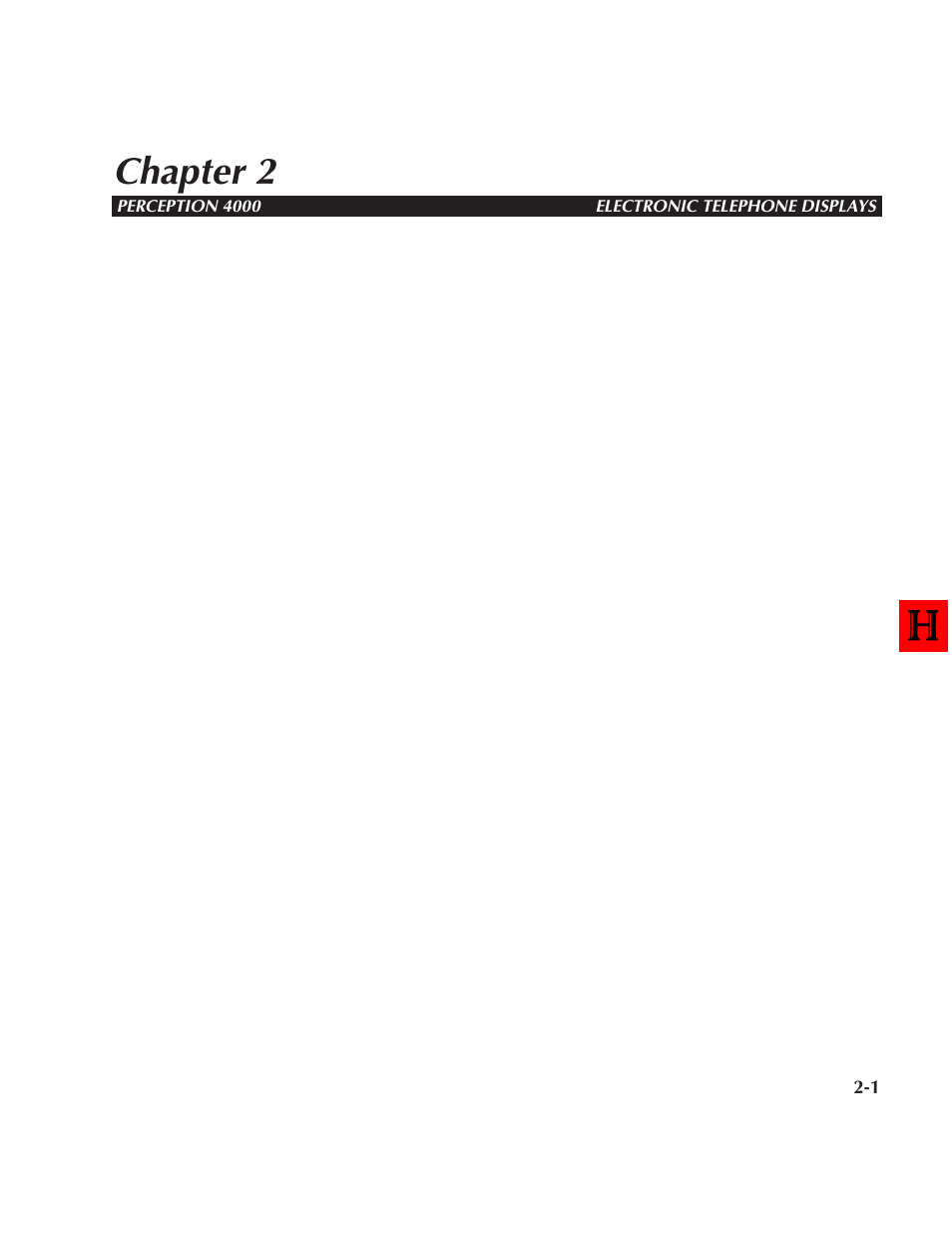 Chapter 2 - electronic telephone displays, Chapter 2 | Toshiba PERCEPTION 4000 User Manual | Page 21 / 92