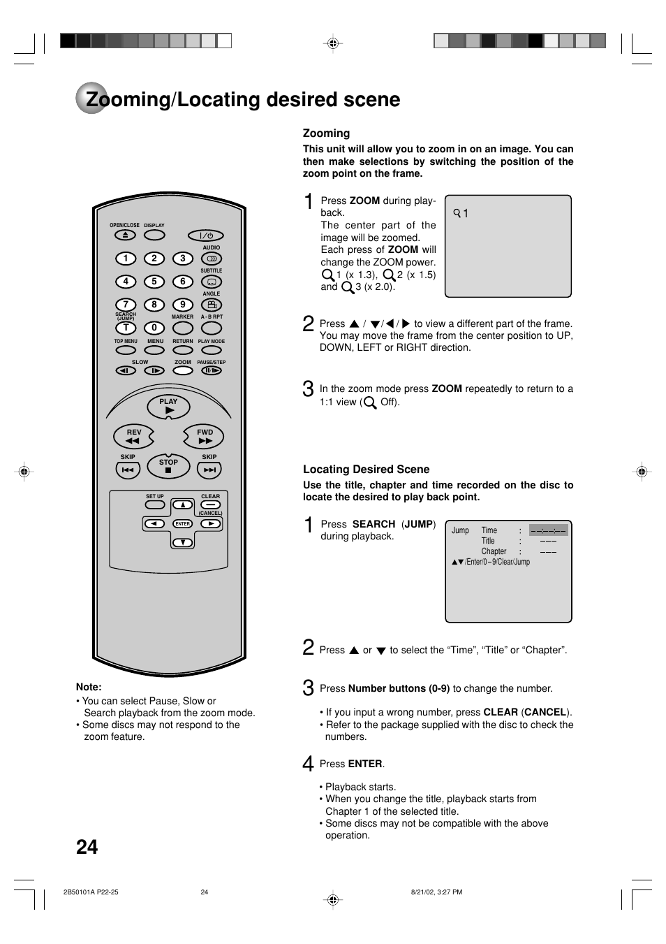 Zooming/locating desired scene | Toshiba SD-1810 User Manual | Page 24 / 44