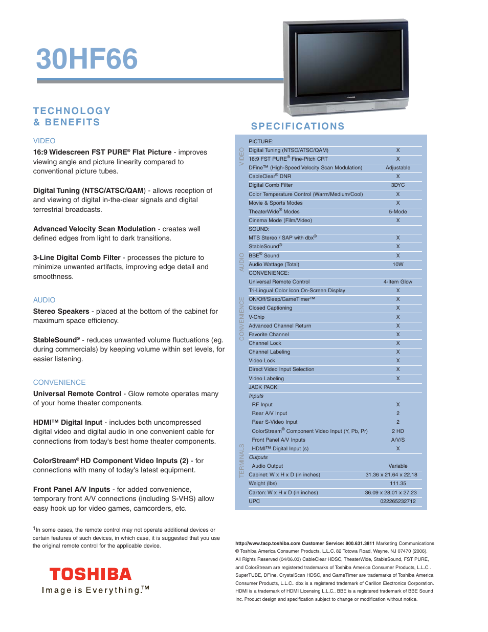 30hf66 | Toshiba 30HF66 User Manual | Page 2 / 2