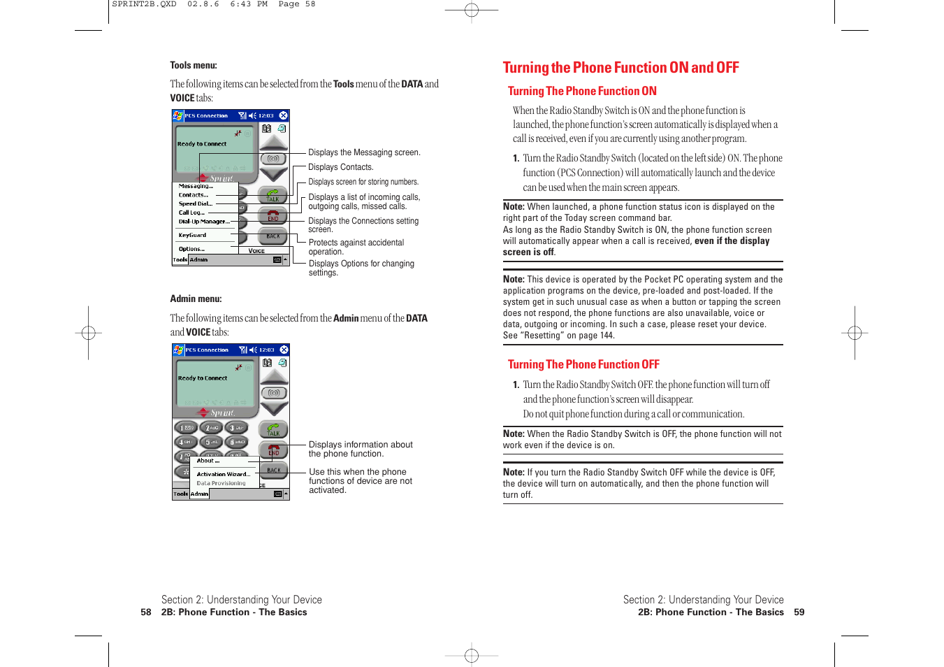 Turning the phone function on and off | Toshiba 2032SP User Manual | Page 34 / 106