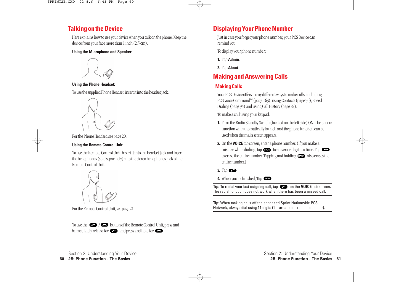 Talking on the device, Displaying your phone number, Making and answering calls | Toshiba 2032SP User Manual | Page 35 / 106