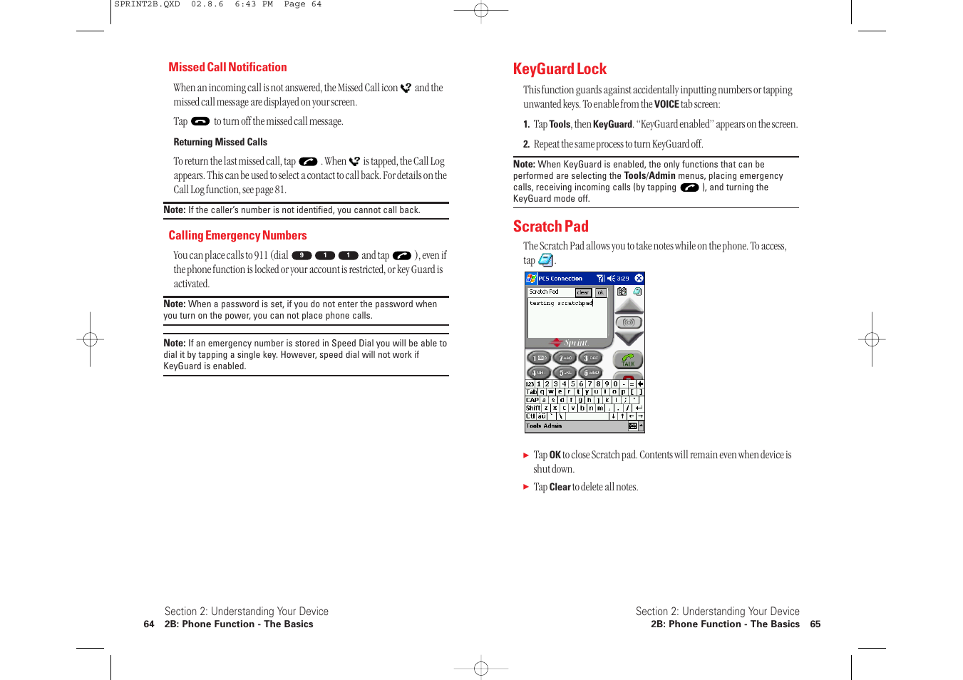 Keyguard lock, Scratch pad | Toshiba 2032SP User Manual | Page 37 / 106