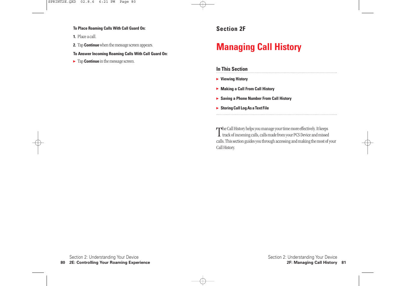 Managing call history | Toshiba 2032SP User Manual | Page 45 / 106