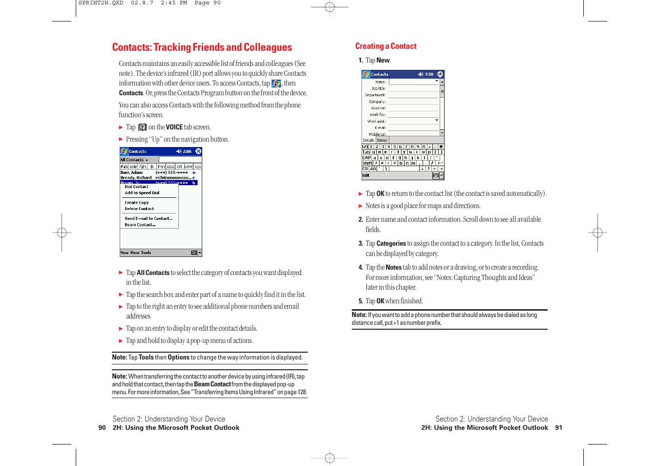 Contacts: tracking friends and colleagues | Toshiba 2032SP User Manual | Page 50 / 106