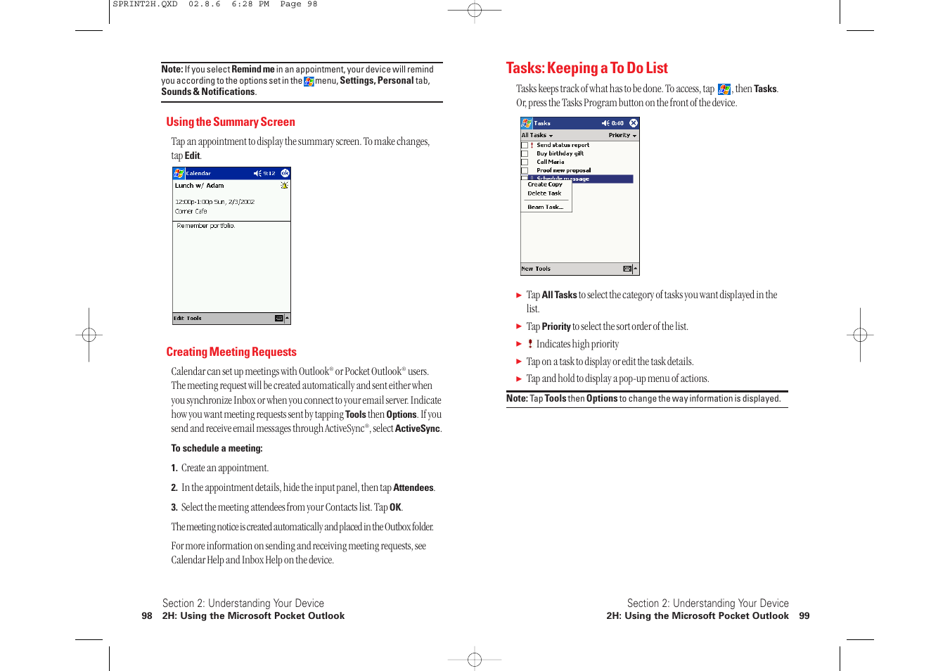 Tasks: keeping a to do list | Toshiba 2032SP User Manual | Page 54 / 106