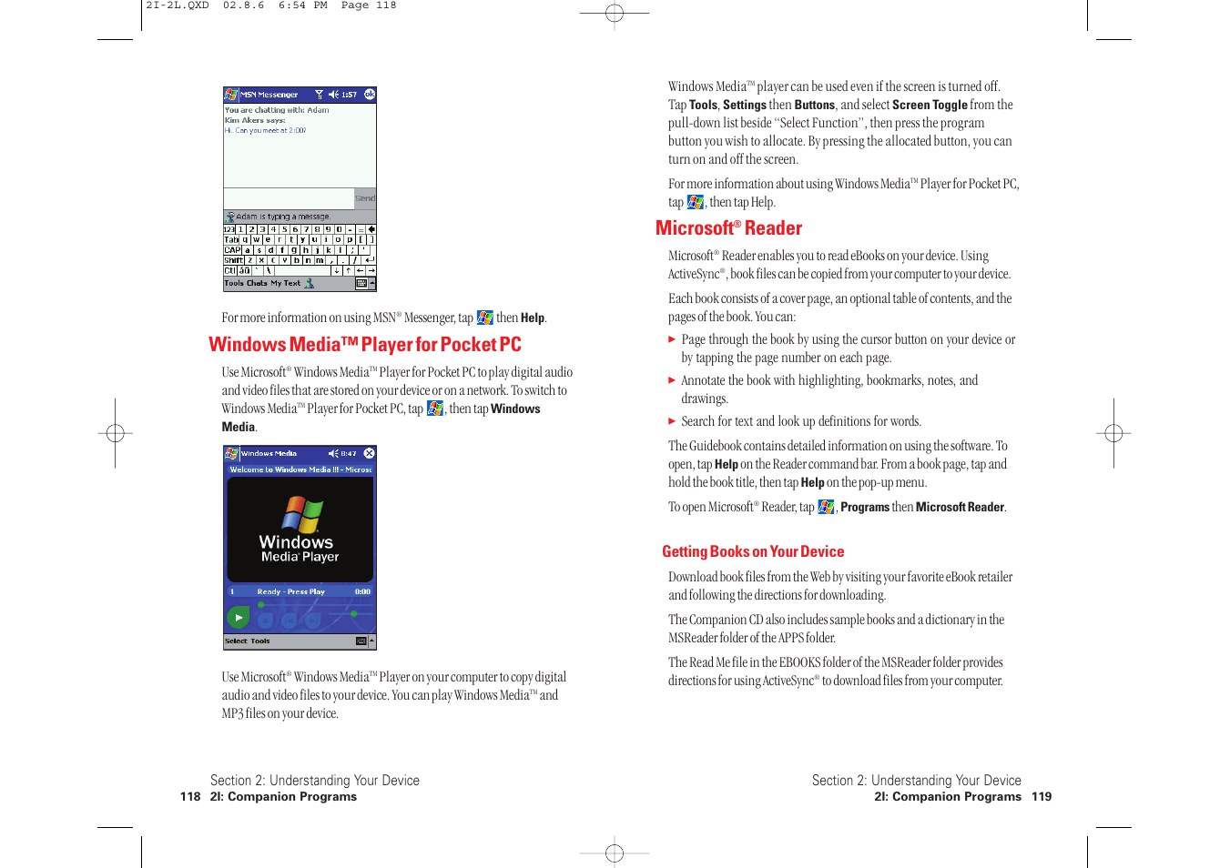 Microsoft, Reader, Windows media™ player for pocket pc | Toshiba 2032SP User Manual | Page 64 / 106