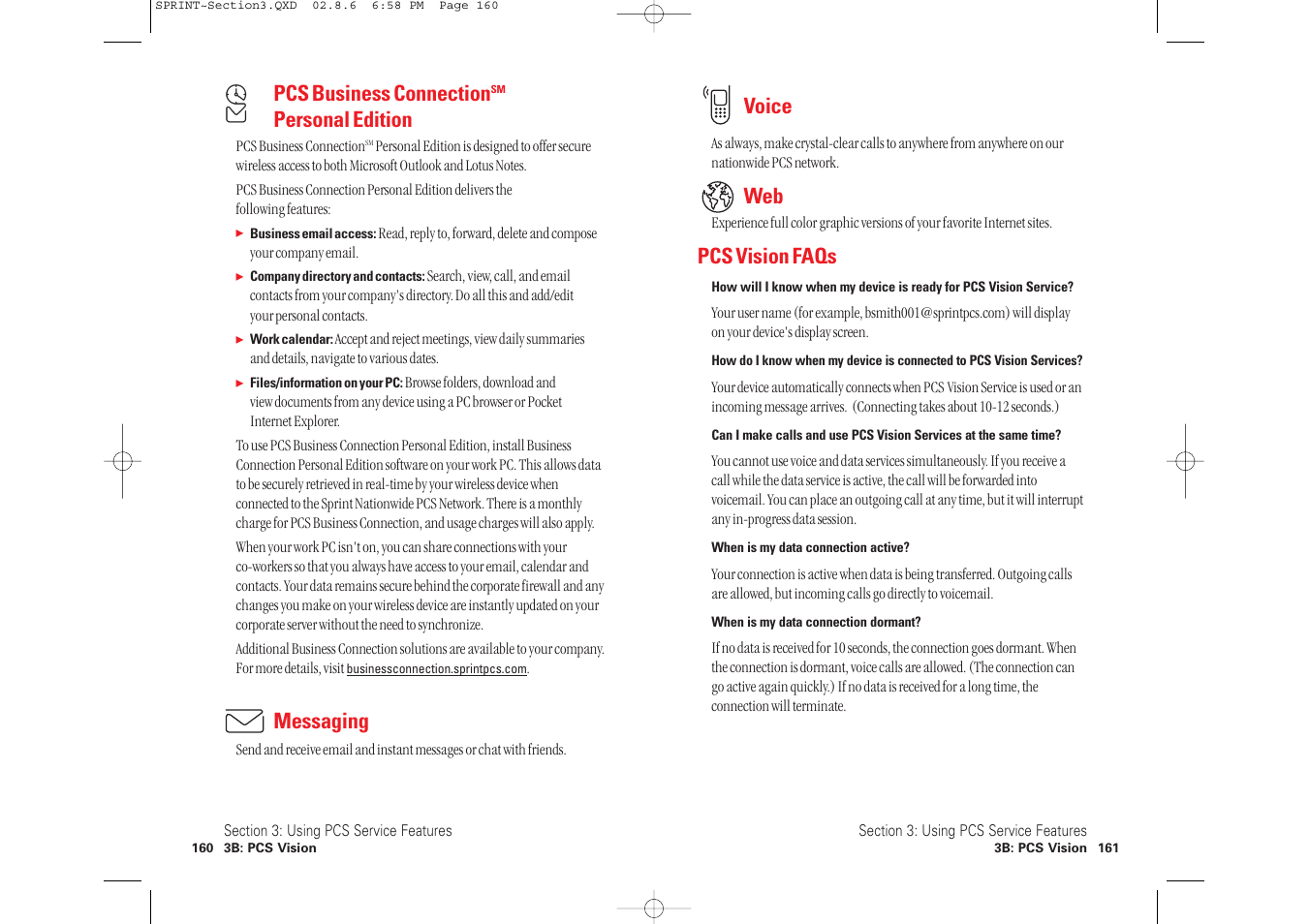Voice, Pcs vision faqs, Pcs business connection | Personal edition, Messaging | Toshiba 2032SP User Manual | Page 85 / 106
