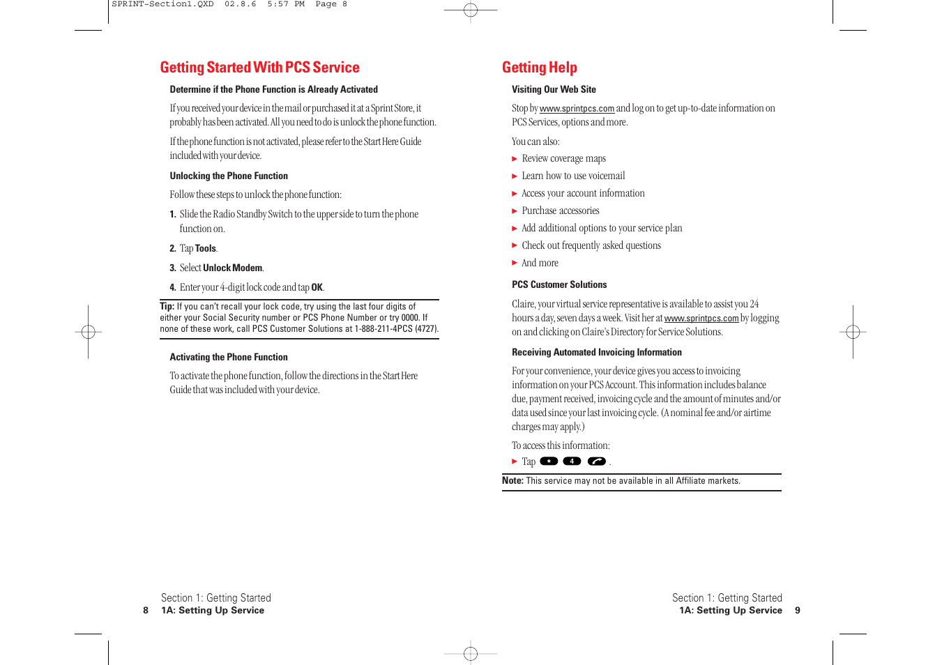 Getting help, Getting started with pcs service | Toshiba 2032SP User Manual | Page 9 / 106