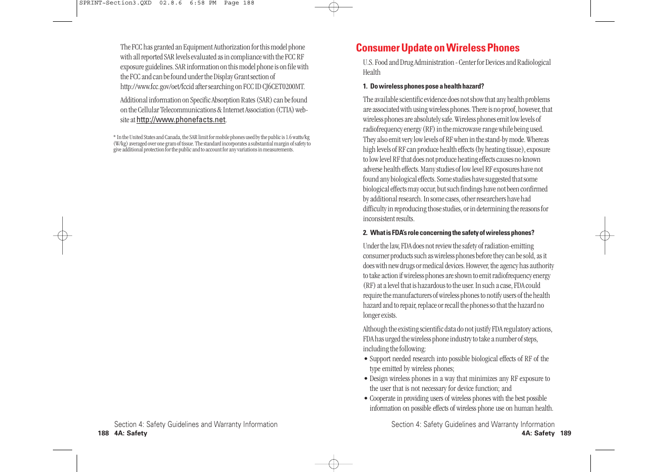 Consumer update on wireless phones | Toshiba 2032SP User Manual | Page 99 / 106