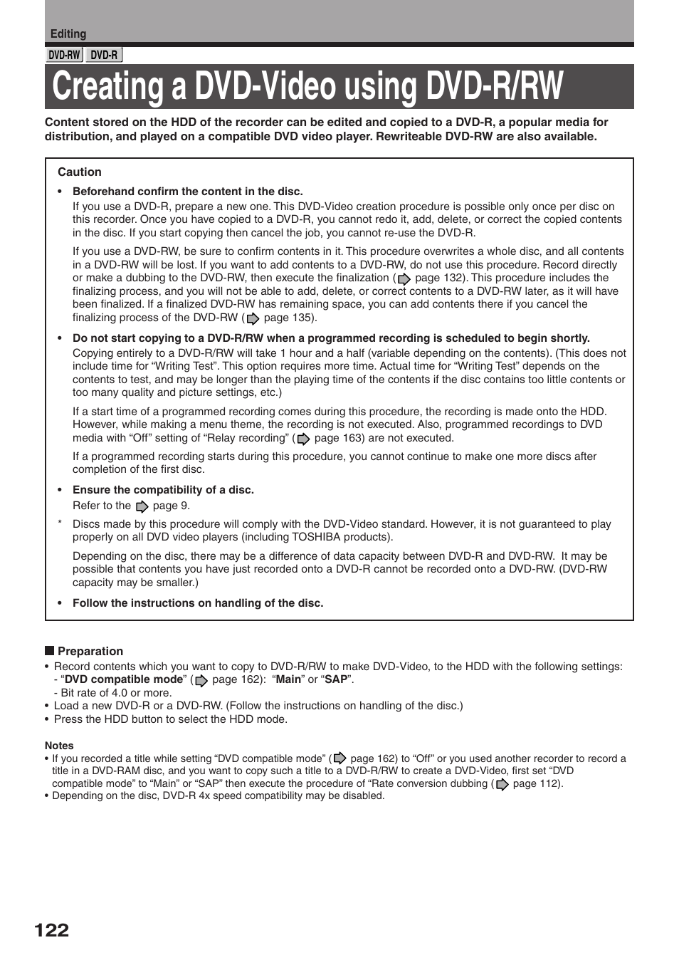 Creating a dvd-video using dvd-r/rw | Toshiba RD-XS32SU User Manual | Page 122 / 179