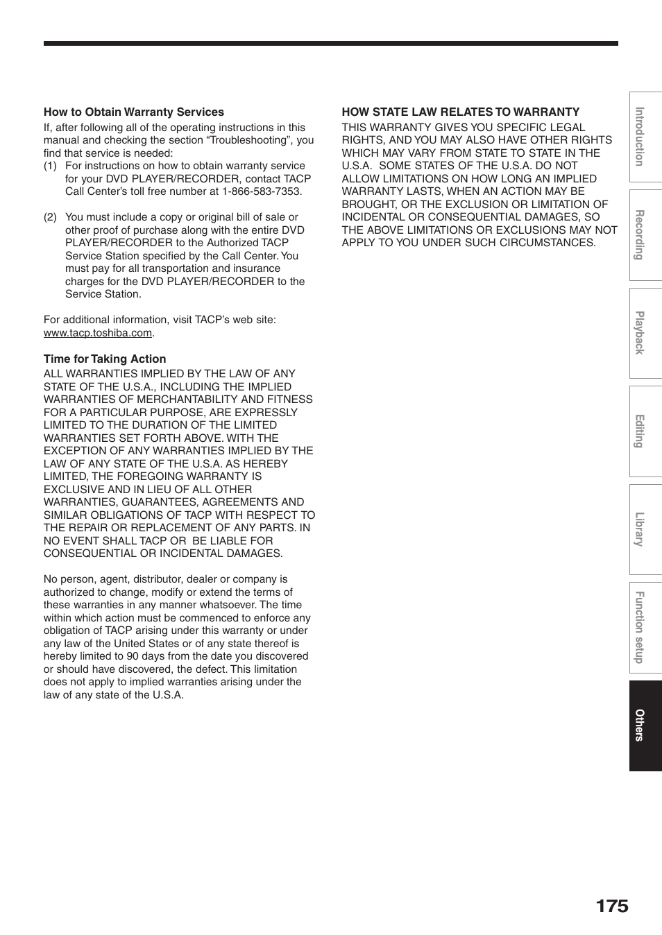 Toshiba RD-XS32SU User Manual | Page 175 / 179