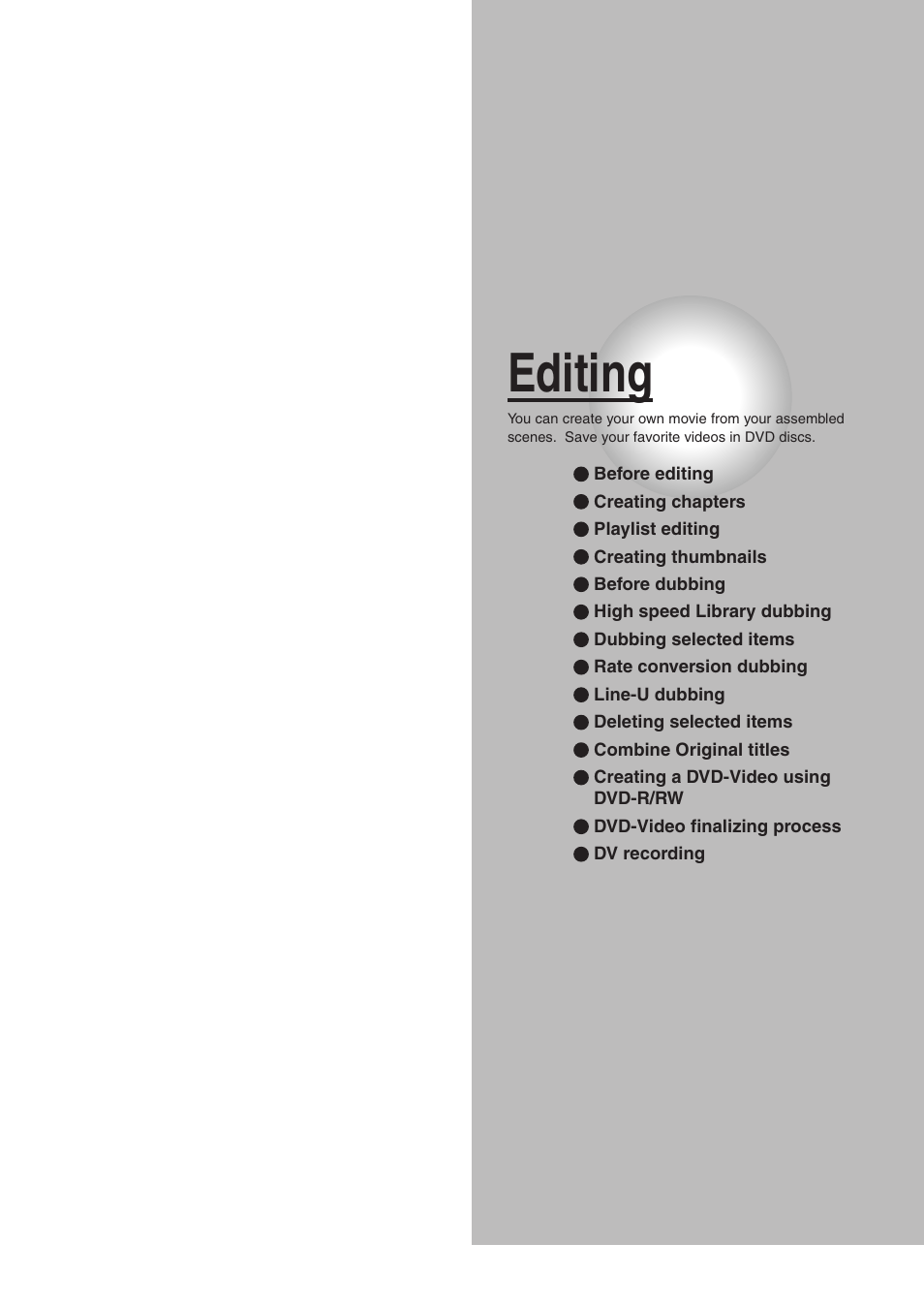 Editing | Toshiba RD-XS32SU User Manual | Page 85 / 179