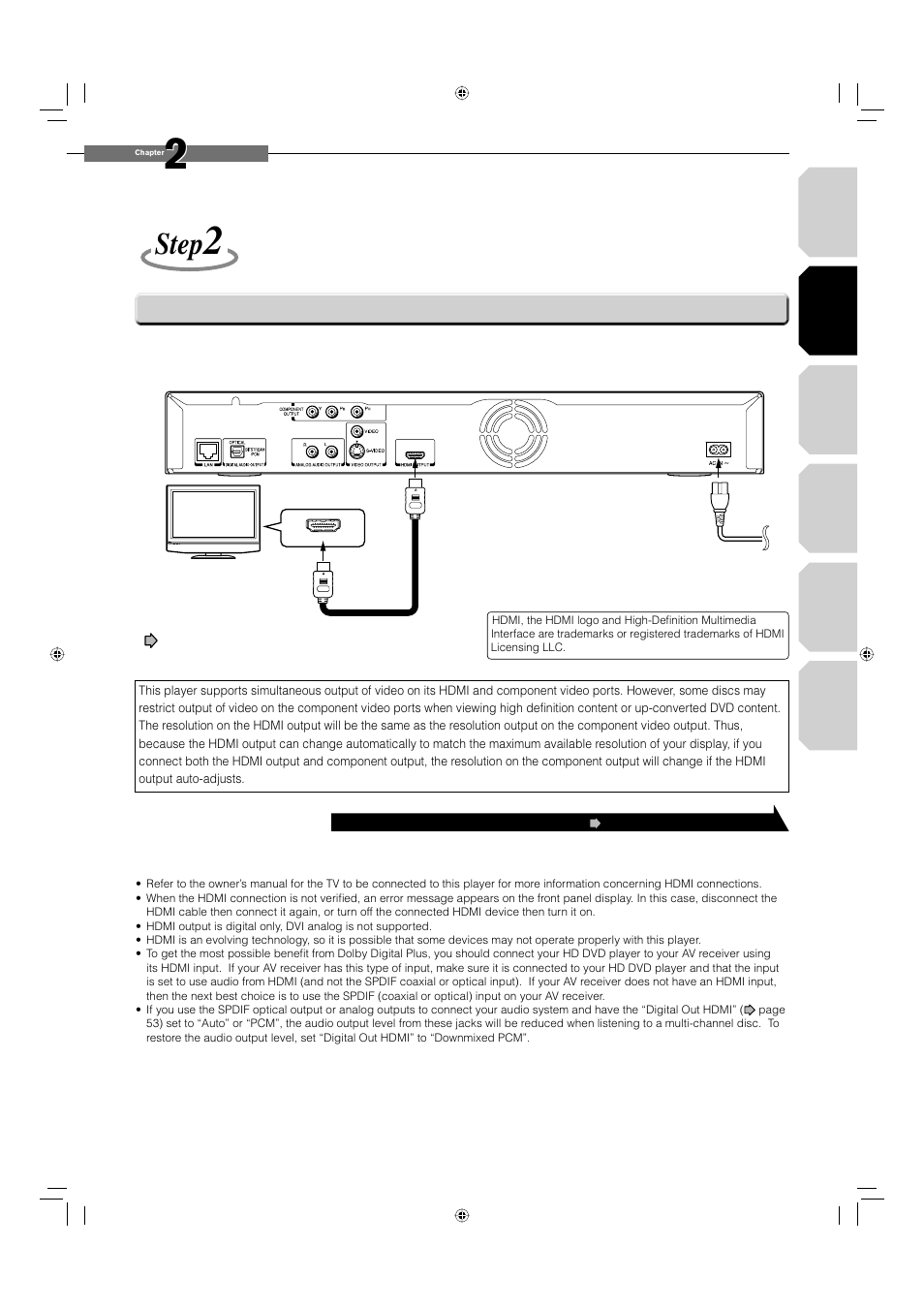Step, Connect the player to your tv | Toshiba HD-EP10 User Manual | Page 21 / 72