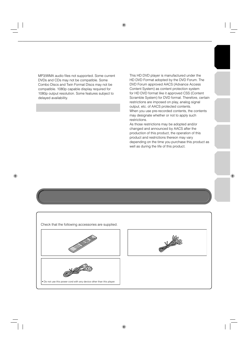 Accessories, Customer support | Toshiba HD-EP10 User Manual | Page 9 / 72