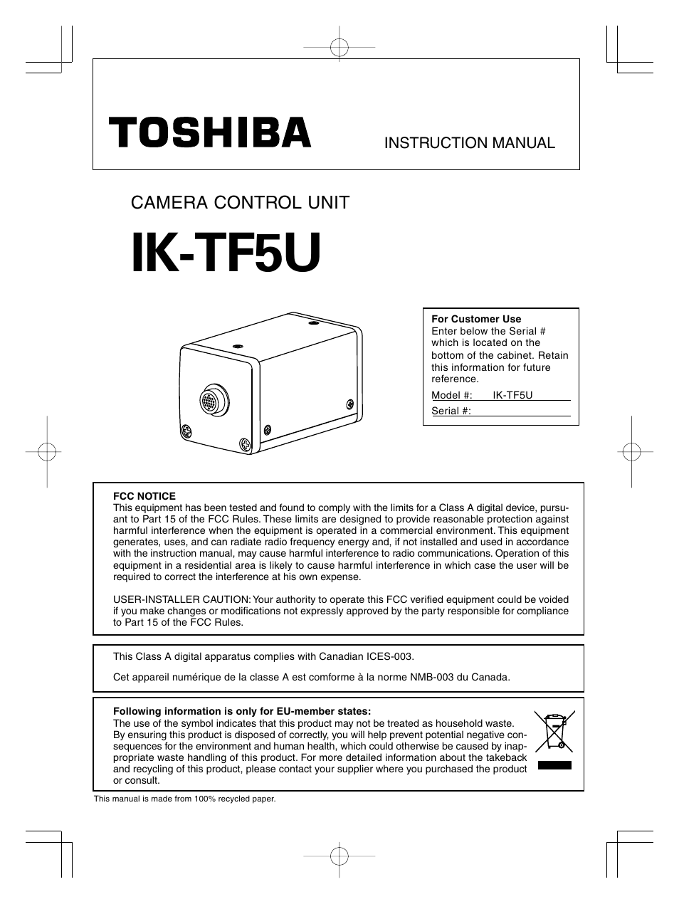 Toshiba IK-TF5U User Manual | 36 pages