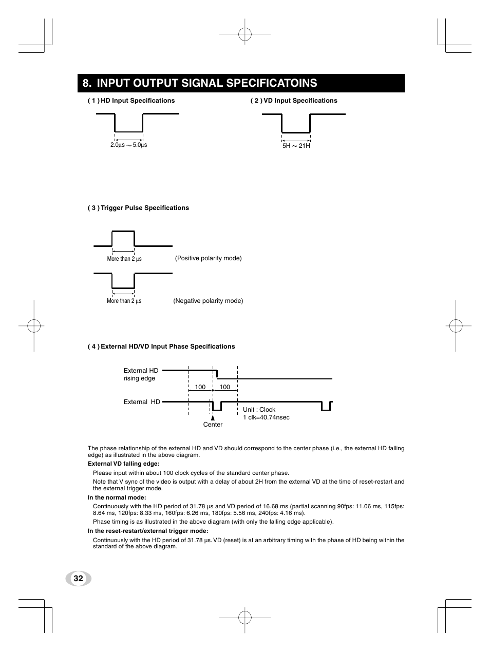 Input output signal specificatoins | Toshiba IK-TF5U User Manual | Page 32 / 36