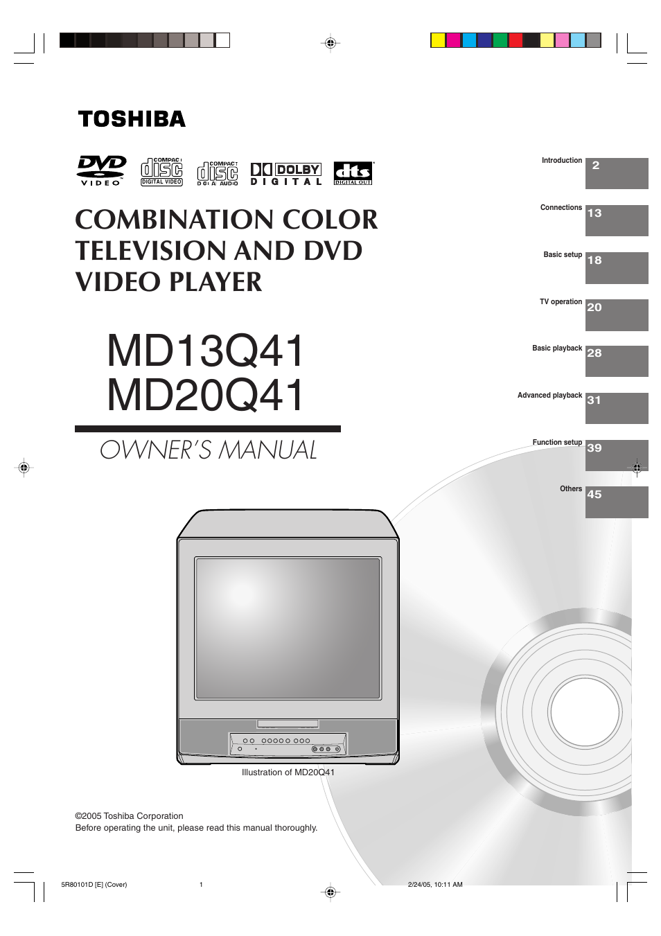 Toshiba MD13Q41 User Manual | 52 pages