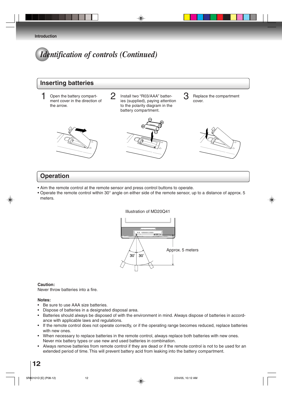 Identification of controls (continued) | Toshiba MD13Q41 User Manual | Page 12 / 52