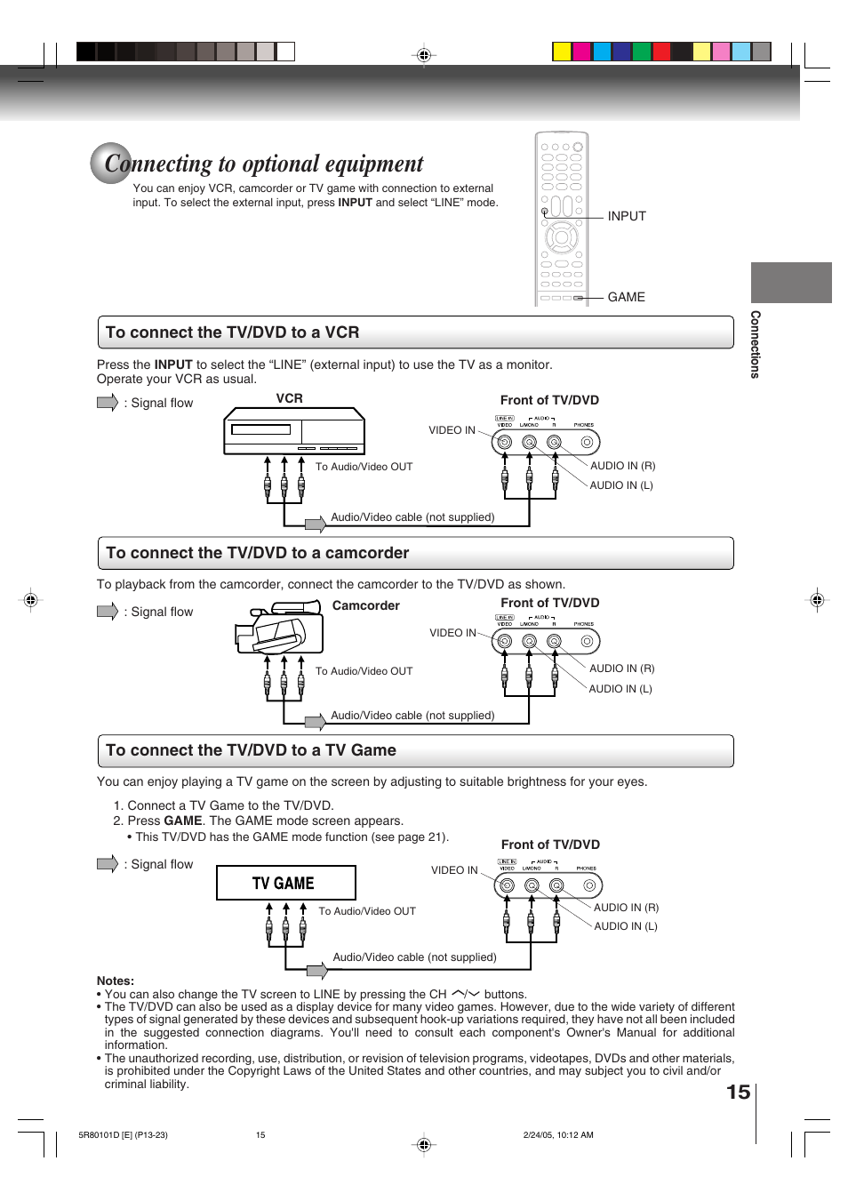 Connecting to optional equipment | Toshiba MD13Q41 User Manual | Page 15 / 52