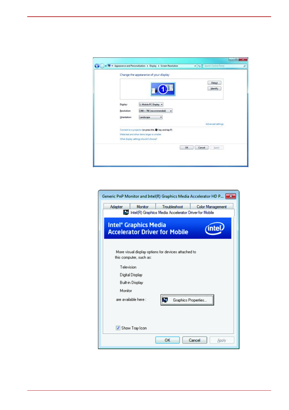 For intel | Toshiba SATELLITE A660D User Manual | Page 95 / 234