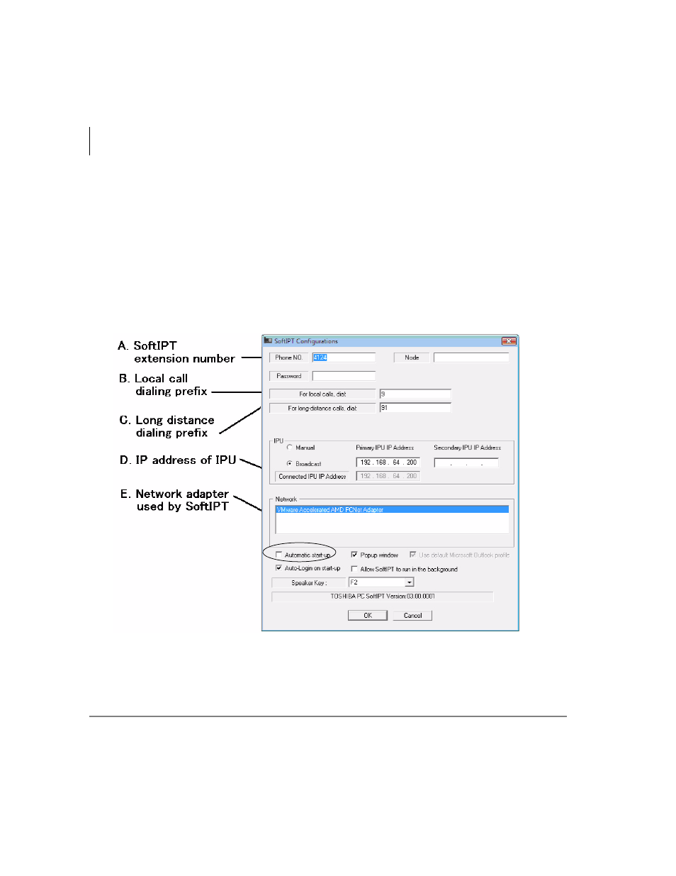 Configuring softipt 3.0, Step 1: configure the softipt | Toshiba Strata CIX IP5000-UG-VC User Manual | Page 52 / 208
