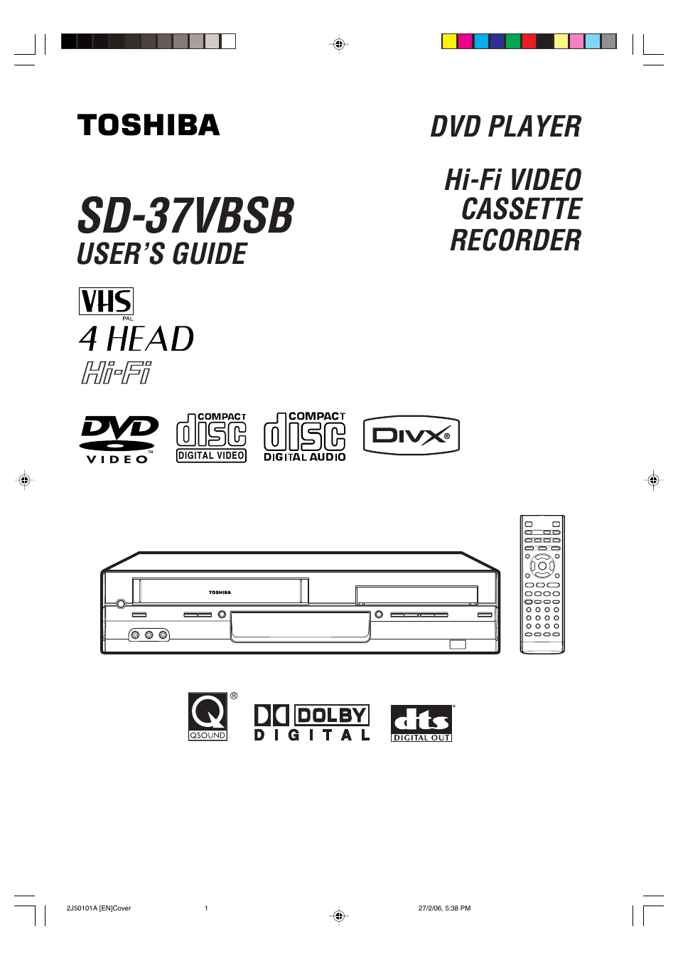 Toshiba SD-37VBSB User Manual | 60 pages