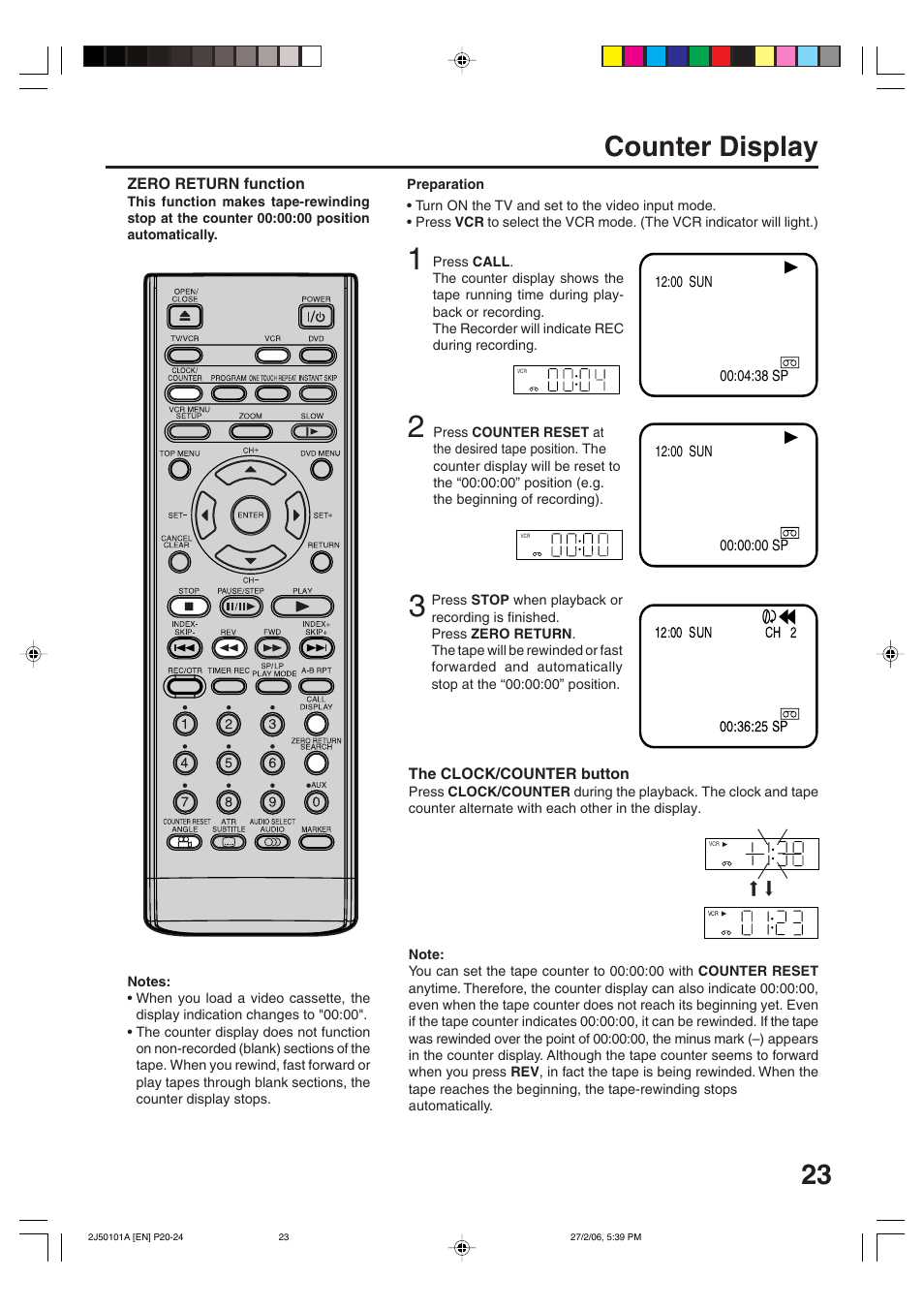 Counter display | Toshiba SD-37VBSB User Manual | Page 23 / 60