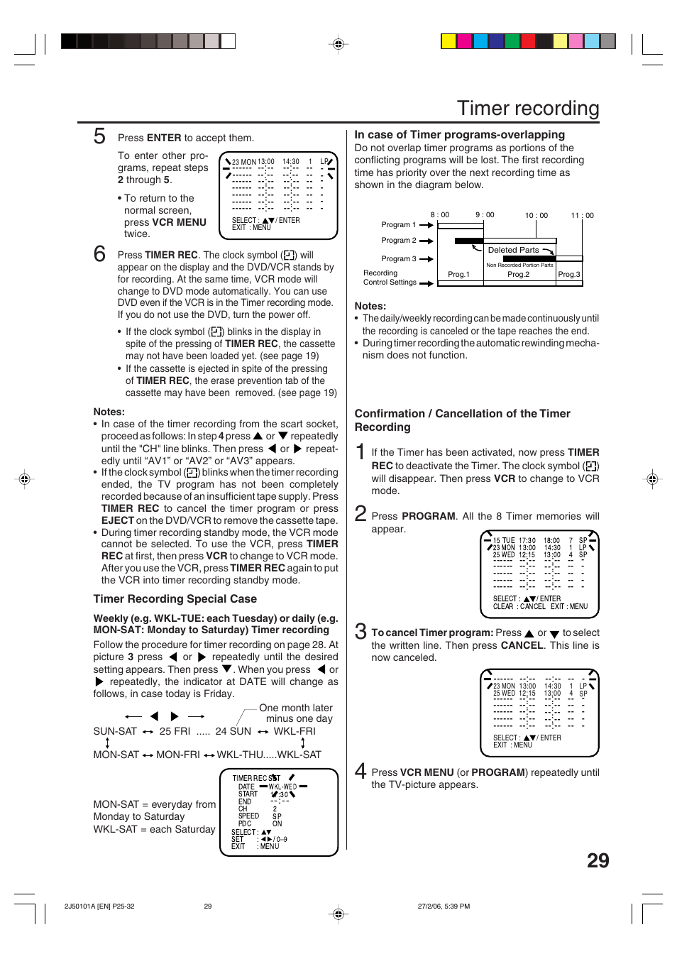 29 timer recording | Toshiba SD-37VBSB User Manual | Page 29 / 60